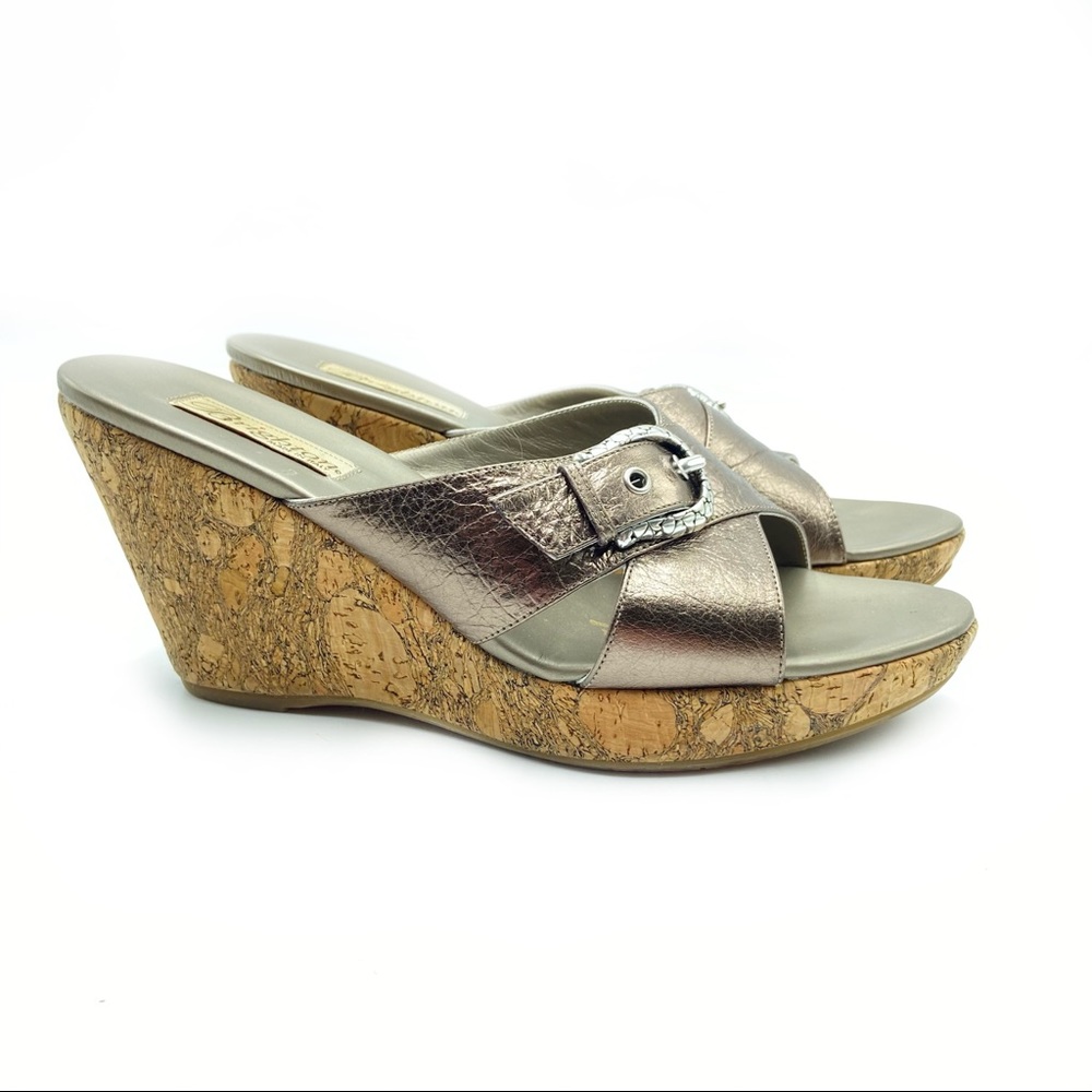 Brighton Leather Cork Heel Wedge Sandal
